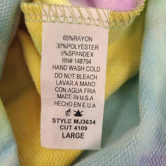 CY Vibrant Tie Dye Wide Leg Jumpsuit Size Large - Picture 8 of 8